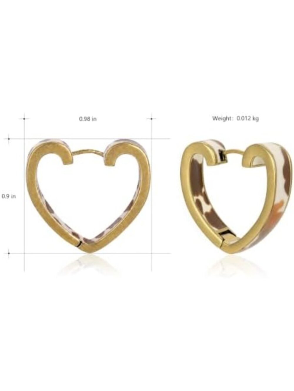 Trendy Cow Print Heart Drop Hoop Earrings for Women | Western-Inspired Jewelry - Picture 2 of 6
